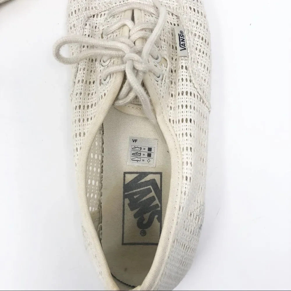 VANS | Cream Ivory Knit Lace Up Tie Sneakers Tennis Shoes Women’s Size 8 - Picture 9 of 13